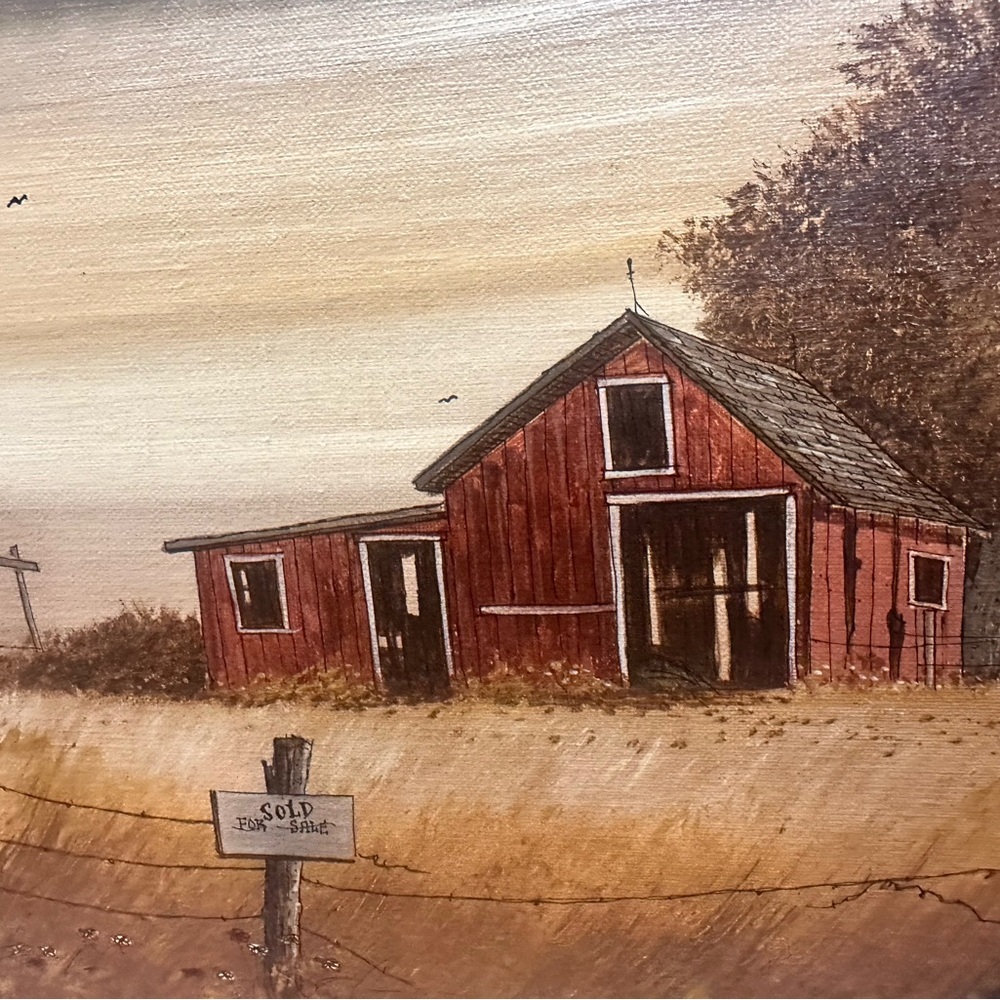 R Don Hutchins Countryside Barn Scene Oil Painting in Ornate Frame vintage - Picture 3 of 7